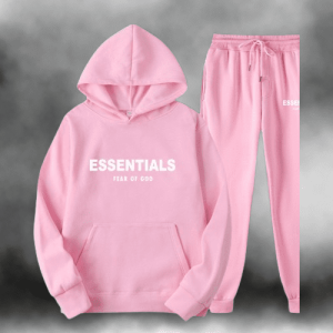 essentials pink tracksuit