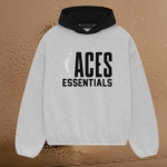 Front view of Essentials Aces Hoodie in neutral color